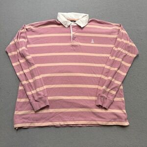 Chubbies Rugby Shirt Men's Medium Pink Striped Long Sleeve Athletic Activewear